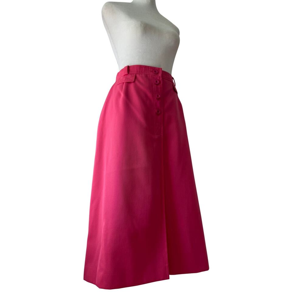 Vintage ‘80s Mondi West Germany Pink Wool Blend Button Front A-Line Midi Skirt